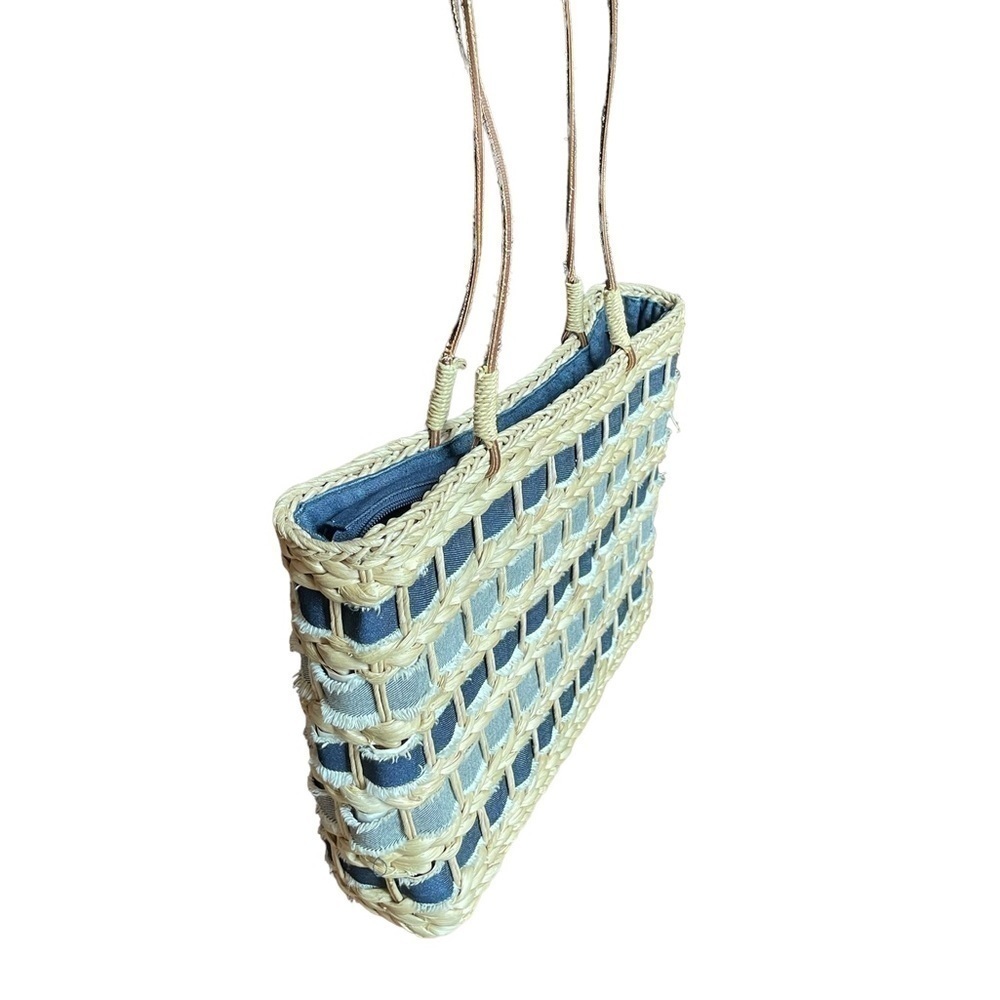 Vintage Aldo Corn Husk and Denim Purse - Picture 3 of 8